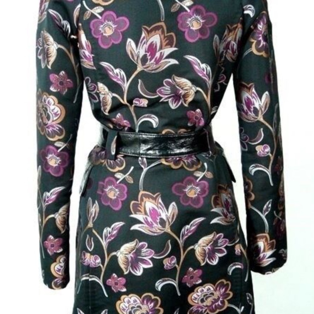 D&G Floral Long Sleeve Coat - Black and Purple